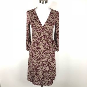 BCBG MAX AZRIA Wrap Dress Sz S Maroon Beige